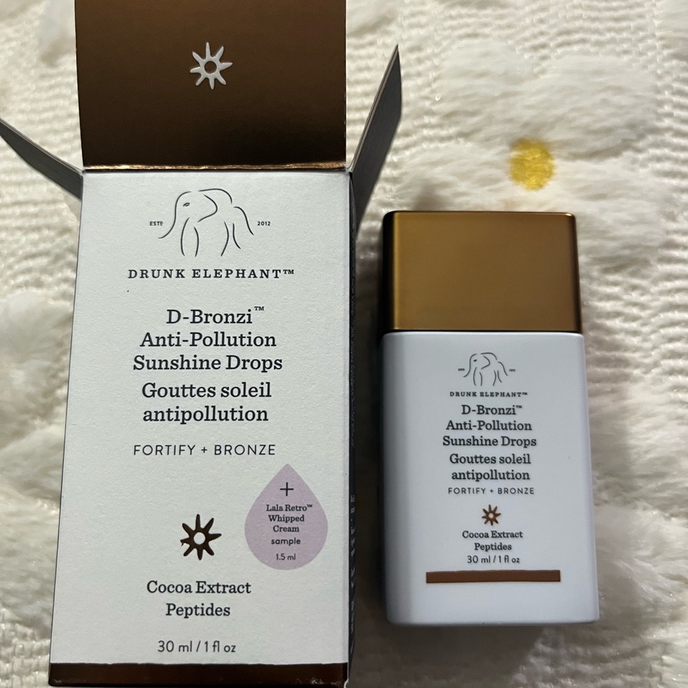 Drunk Elephant D-Bronzi Drops with Cocoa Extract and Peptides.